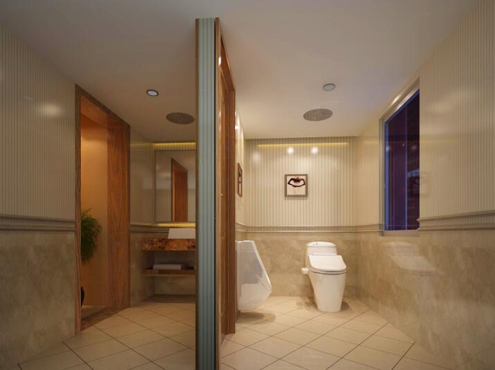 宾馆现代中式包厢卫生间效果图