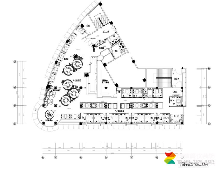 福建上岛西餐厅平面布置图